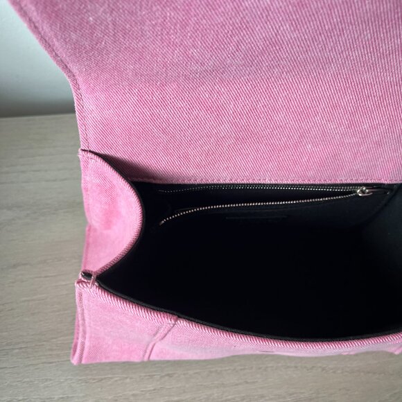 NWT Balenciaga Hourglass Top Handle Hand Bag + Shoulder Bag Pink Washed Denim - Picture 7 of 7